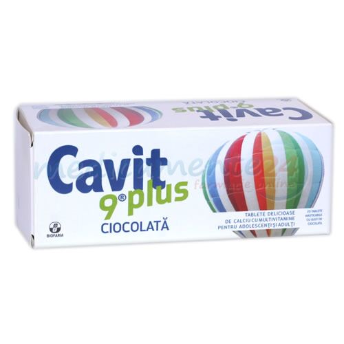 Cavit 9 Plus Ciocolata Tablete Masticabile,Tablete, 20buc