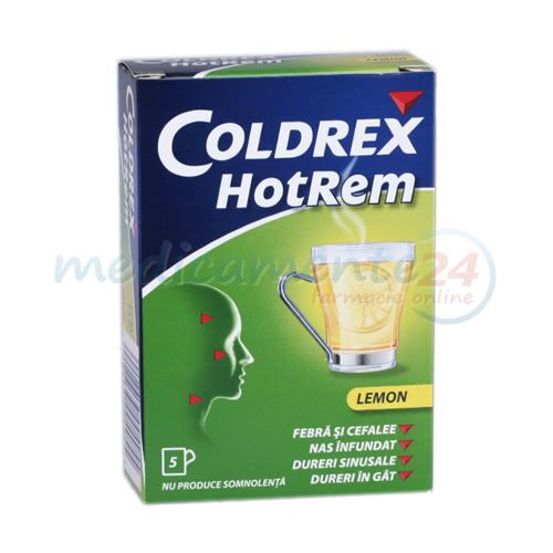 Coldrex Hotrem Lemon Plicuri 5g, Pulbere, 5buc