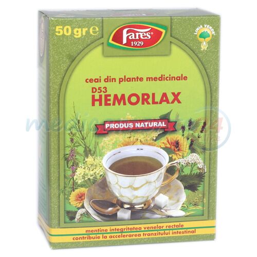 FARES Hemorlax Ceai Laxativ Antihemoroidal, Punga, 50g
