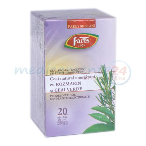 FARES Ceai Natural Energizant cu Rozmarin si Ceai Verde, Pliculete, 20buc