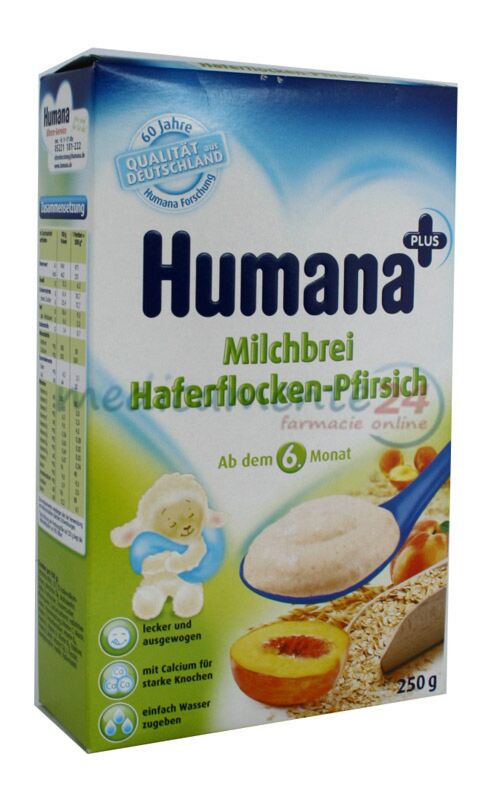 Humana Cereale Fulgi De Ovaz Si Piersici, Pulbere, 250g