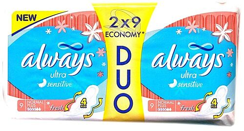 Always Duo Pack Ultra Fresh Normal Plus, Absorbante,18buc