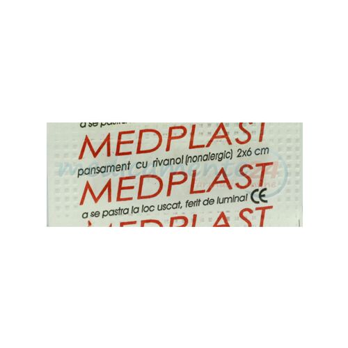 Medplast Pansament Cu Rivanol 2cm x 6cm, Pansament, 1buc
