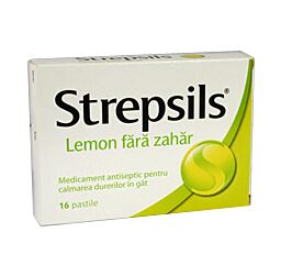 Strepsils Lemon Fara Zahar Comprimate de Supt, Comprimate De Supt, 16buc