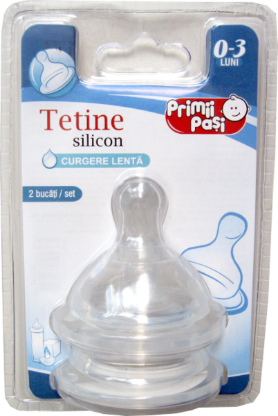 Primii Pasi Tetine Silicon, Rotunde Curgere Lenta 0-3L, Tetina, 2buc