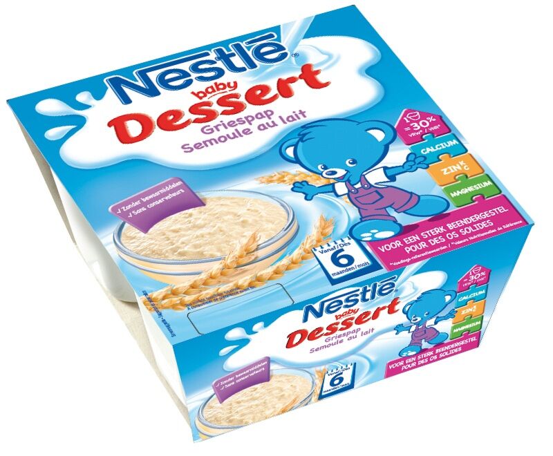 NESTLE Baby Desert Gris cu Lapte 100g, Desert, 4buc