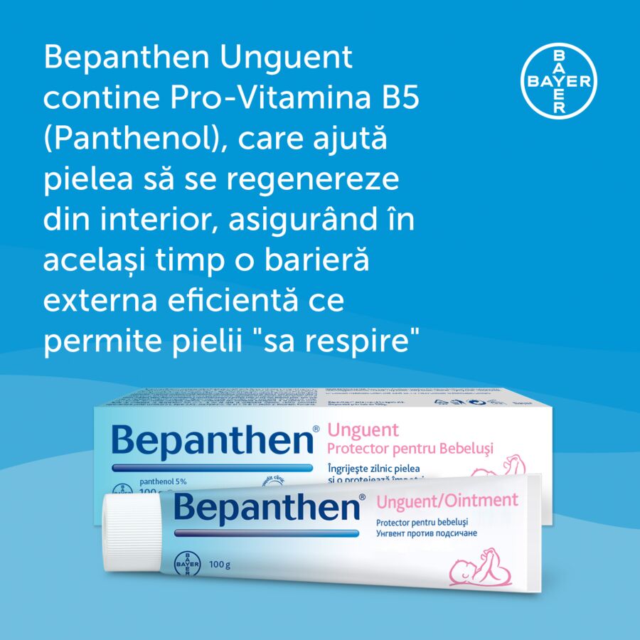 Bepanthen Unguent 100gr – Ingrijeste si protejeaza pielea impotriva iritatiilor de scutec