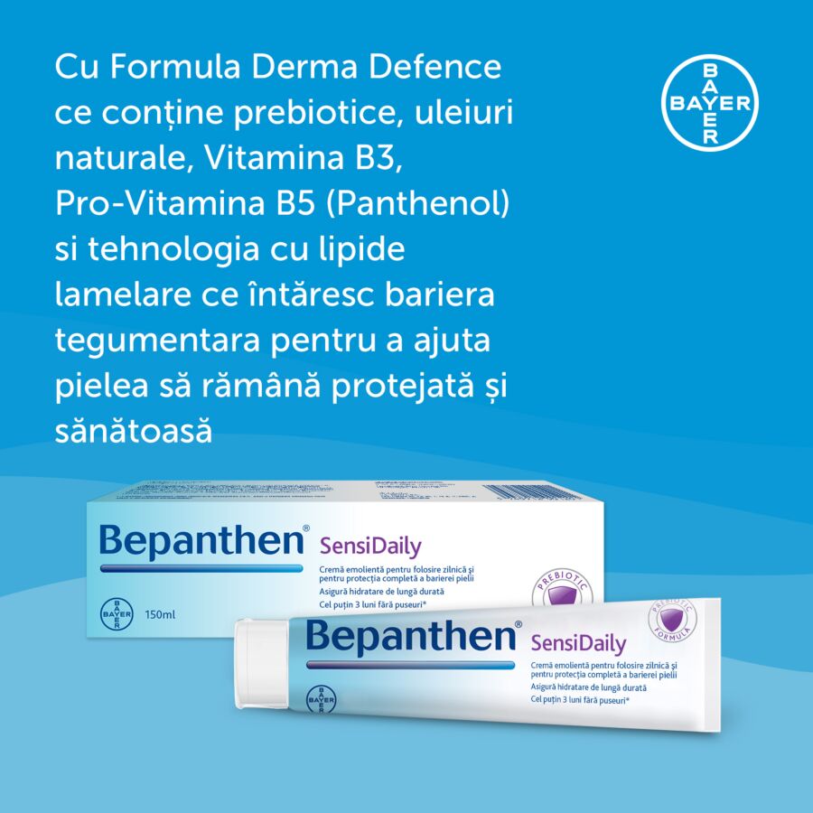 Bepanthen Sensidaily Crema 150 ml – protectie si ingrijire zilnica pentru pielea sensibila 