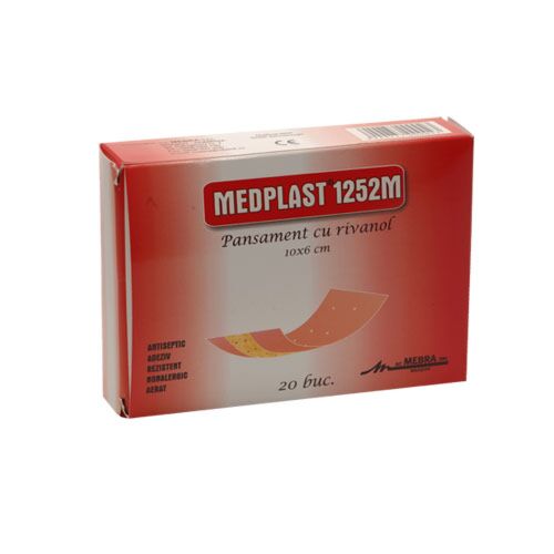 Romplast 1252M Pansament Cu Rivanol 10cm x 6cm, Pansament, 20buc