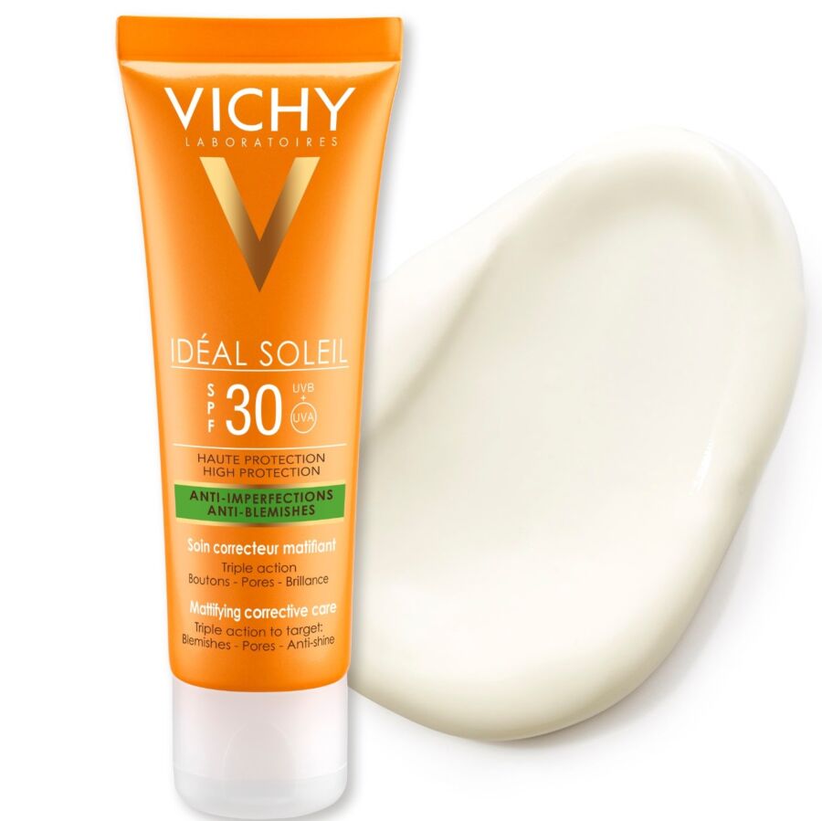 Vichy Ideal Soleil Cremă Corectoare Matifianta 3in1 SPF30+, Crema, 50ml