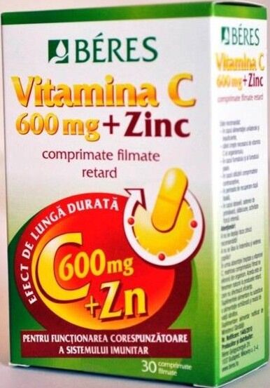 Beres Vitamina C 600mg+ Zinc Comprimate, Comprimate, 30buc