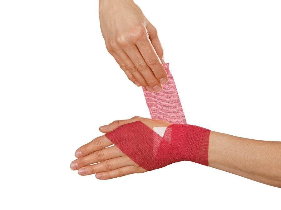 HARTMANN Peha-Haft Color Rosu Bandaj De Fixare Elastic Autoadeziv Fara Latex 6cm x 20m,Bandaj,1buc
