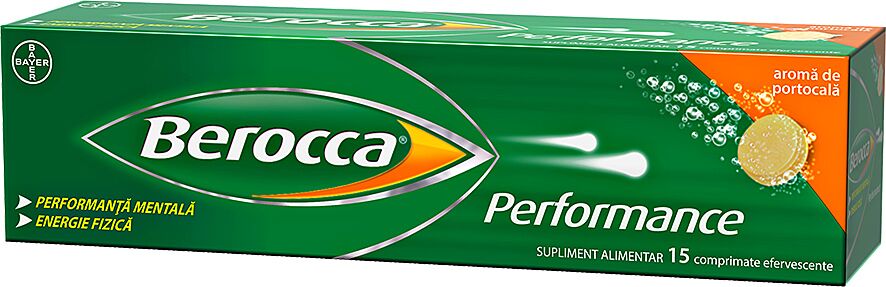 Berocca Performance, Multivitamine,15 comprimate efervescente- Sprijina performanta mentala