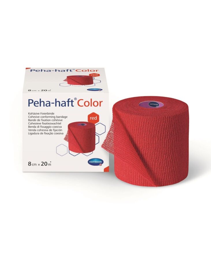 HARTMANN Peha-Haft Color Rosu Bandaj De Fixare Elastic Autoadeziv Fara Latex 8cm x 20m,Bandaj,1buc