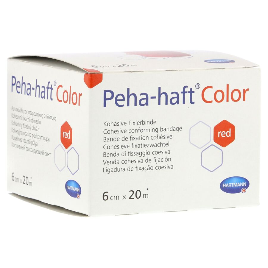 HARTMANN Peha-Haft Color Rosu Bandaj De Fixare Elastic Autoadeziv Fara Latex 6cm x 20m,Bandaj,1buc