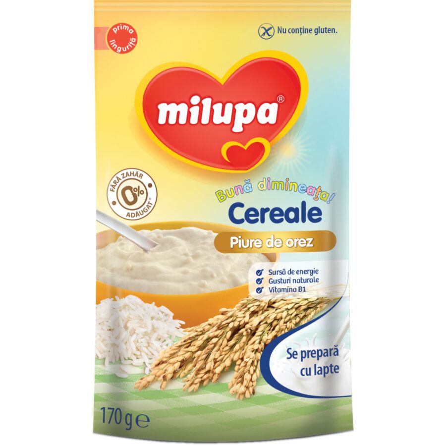 MILUPA Cereale Buna Dimineata Piure de Orez, Cereale, 180g