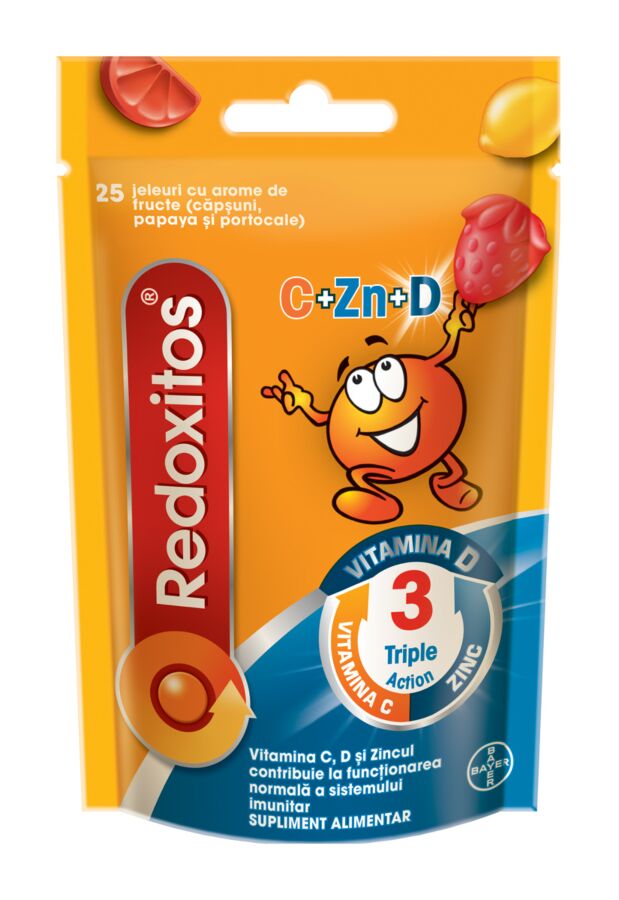 Redoxitos Triple Action, Vitamina C, suport imunitar, 25 de jeluri gumate