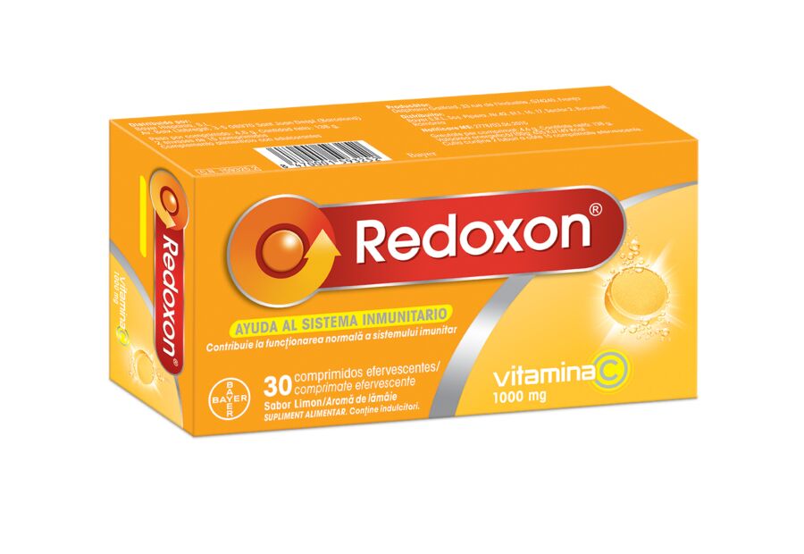 Redoxon Vitamina C 1000 mg cu aroma de lamaie, sprijin imunitar, 30 comprimate  efervescente