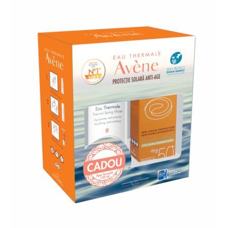 Pachet Avene Crema Anti-Rid Fotoprotectie SPF50+ Apa Termala 150ml CADOU
