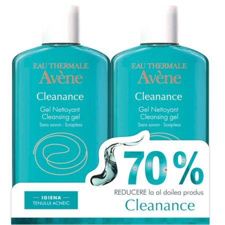 AVENE Cleanance DUO Gel Curatare, 70% Reducere la al Doilea Produs, 2x 200ml