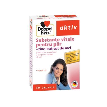 Doppelherz Aktiv Substante Vitale Pentru Par Cu Zinc Si Extract De Mei Capsule, Capsule, 30buc