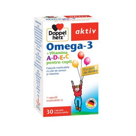 Doppelherz Omega 3 Copii Capsule Masticabile, Capsule, 30buc