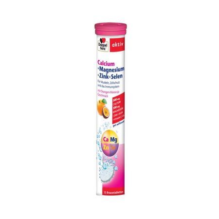 Doppelherz Aktiv Calciu + Magneziu + Zink + Seleniu Tablete Efervescente, Tablete, 15buc