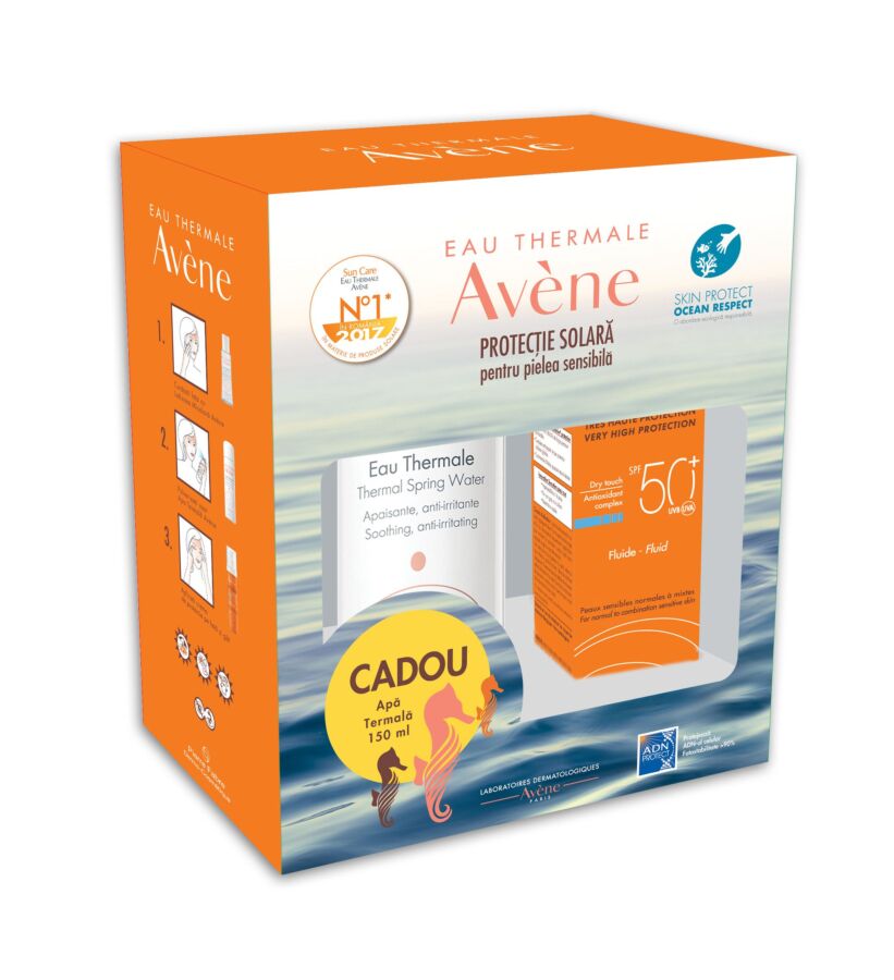 AVENE Fluid Fotoprotectie SPF50+ 50ml + Apa Terma 150ml CADOU