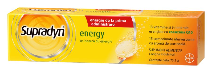 Supradyn Energy Multivitamine si Coenzima Q10, 15 comprimate efervescente