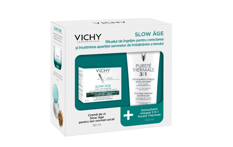 Trusa Vichy Slow Age Crema Pentru Ten Normal Si Uscat  SPF30, 50ml + VICHY Purete Thermale Demachiant Integral 3 in 1