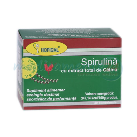 Spirulina Cu Extract Total De Catina Comprimate, Comprimate, 40buc-0