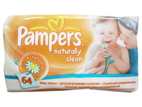 Pampers Servetele Naturally Clean, Servetele Umede, 64buc-0