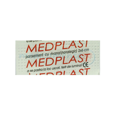 Medplast Pansament Cu Rivanol 2cm x 6cm, Pansament, 1buc-0