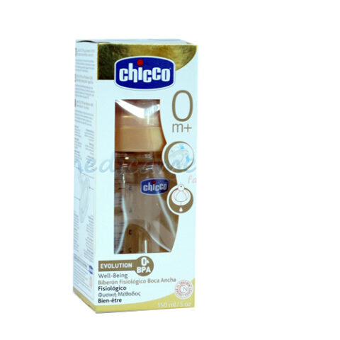 Chicco "Evolution" Biberon Cu Tetina Silicon Flux Normal 150 ml (0+) 0% BPA, Biberon, 1buc-0