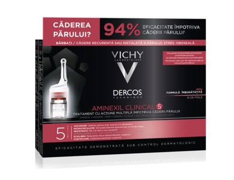 VICHY Dercos Aminexil Clinical Barbati 5ml x 21 fiole, Solutie, 21buc-0 VICHY Dercos Aminexil Clinical Barbati 5ml x 21 fiole, Solutie, 21buc-0