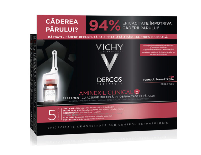 VICHY Dercos Aminexil Clinical Barbati 5ml x 21 fiole, Solutie, 21buc-0