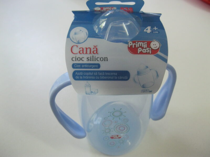Primii Pasi Cana Biberon Trecere Canuta Cioc Silicon 4+L fara BPA, Cana 250ml, 1buc-3725