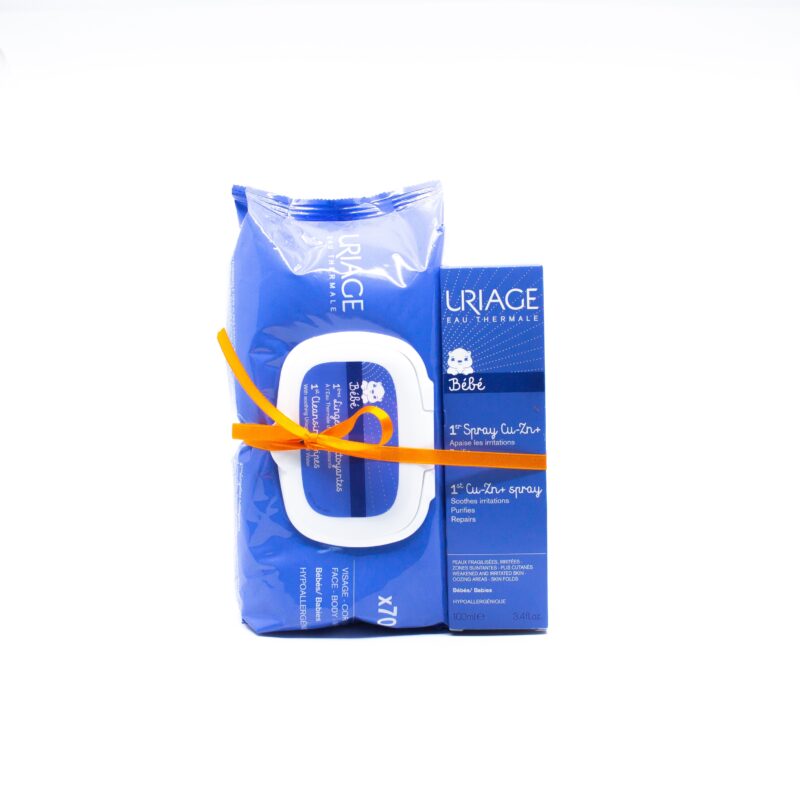 Uriage Bebe CU-ZN+ Spray Bebe, Spray, 100 ml + Uriage Servetele Umede 70buc CADOU-0