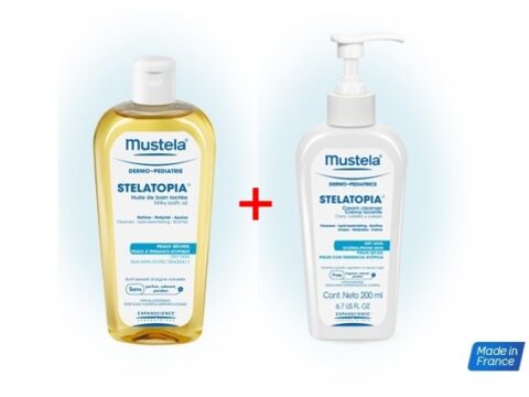 Mustela Gentuta Stelatopia Crema de Curatare Pentru Pielea Uscata 200ml + Stelatopia Ulei Lapte De Baie 200ml CADOU-0
