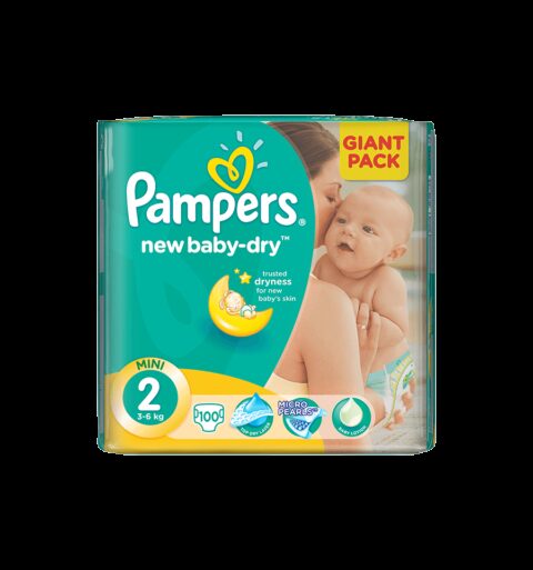 Pampers 2 New Baby 3-6 kg, Scutece, 100 buc-0 Pampers 2 New Baby 3-6 kg, Scutece, 100 buc-0