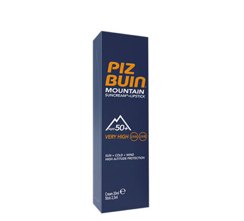 Piz Buin Mountain Crema De Fata Cu Protectie Solara SPF 50 + Stick De Buze SPF20, Crema, 20ml+2.3ml-0