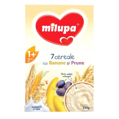 Milupa 7 Cereale Cu Banane si Prune 1+An, Cereale, 250gr-0 Milupa 7 Cereale Cu Banane si Prune 1+An, Cereale, 250gr-0