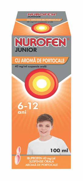 Nurofen Junior Sirop Cu Aroma De Portocale 6-12 ani, Sirop, 100ml-0