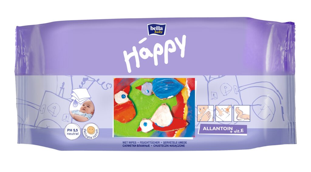 Happy Servetele Umede Cu Alantoina Si Vitamina E, Servetele, 64buc -0