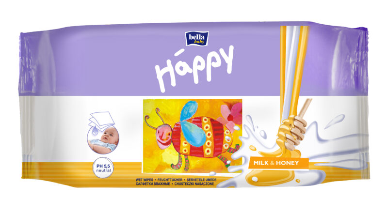 Happy Servetele Umede Milk & Honey, Servetele, 64buc-0