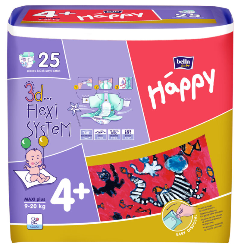 Happy 4+ Maxi Plus Scutece 9 - 20kg, Scutece, 12 buc-0