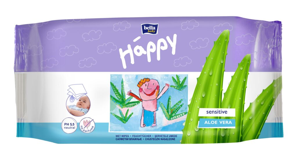 Happy Servetele Umede Sensitive Cu Aloe Vera, Servetele, 56buc-0