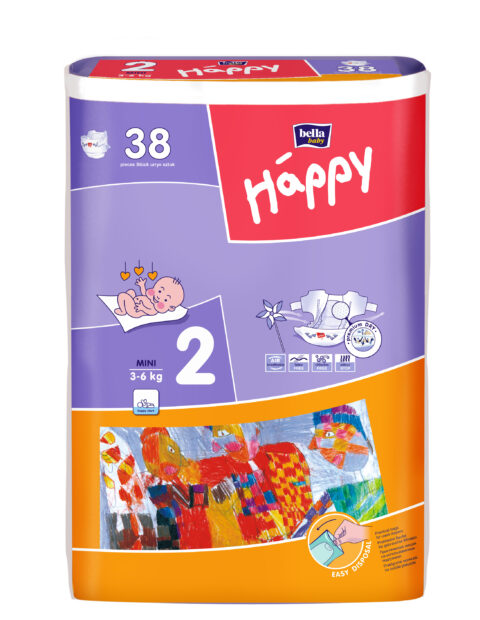 Happy 2 Scutece Mini 3-6 kg, Scutece, 38buc-0
