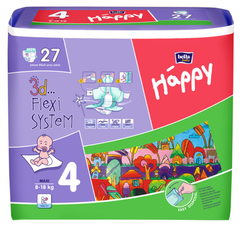 Happy 4 Scutece Maxi 8-18kg, Scutece, 12buc-0