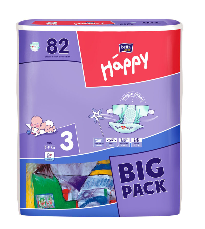 Happy 3 Scutece Midi 5-9 kg, Scutece, 78 buc-0